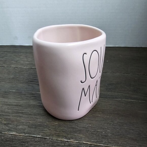 Rae Dunn Artisan Soul Mate Pink Coffee Mug Valentine's Day Farmhouse Magenta - Picture 8 of 10